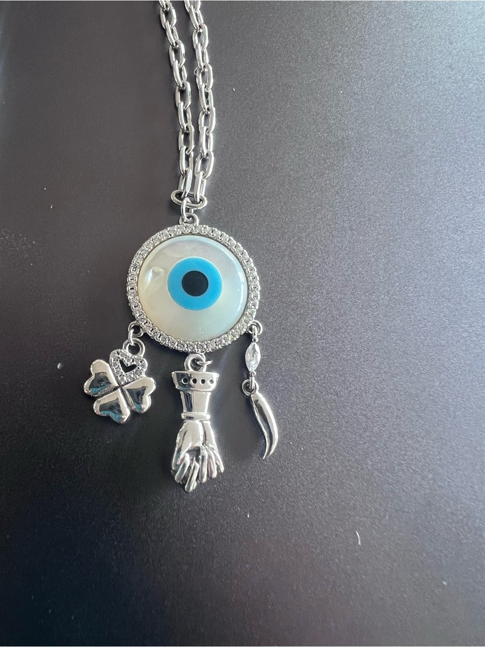 Evil Eye Pendant Necklace with Charms - Women Jewelry